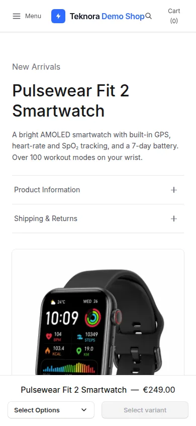 Derselbe Onlineshop auf dem Smartphone